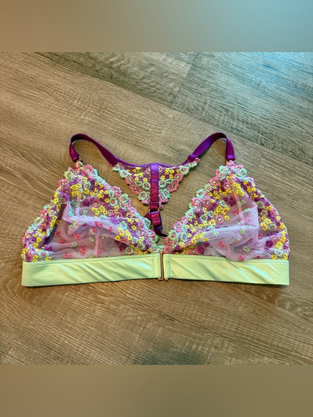 Sofia Intimates Sofia Vergara Bralette XXXL Floral Embroidered Sheer Lace Bra